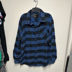 Men's Stanley Blue Buffalo Plaid Flannel Button down Shirt Size XL